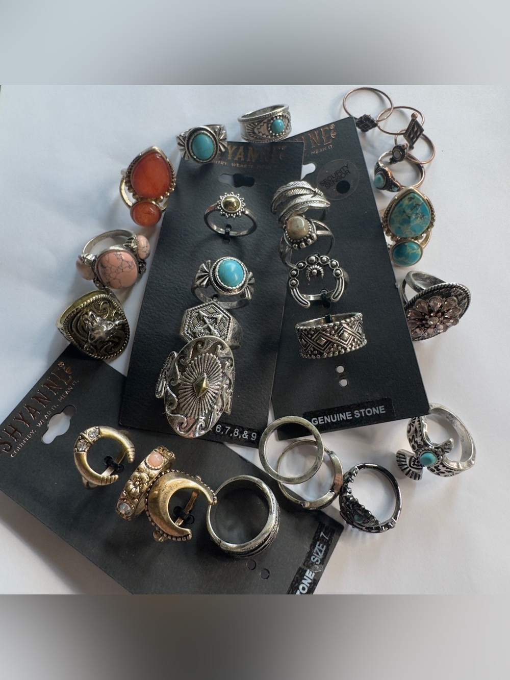 Sizes 6,7,8 & 9 Mixed Turquoise and Coral Fashion Ring Set - Women Jewelry